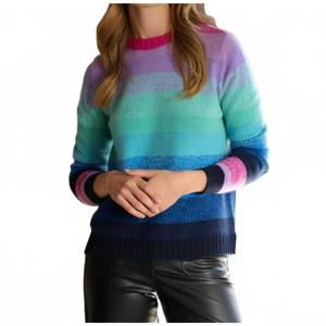 NEW ALASHAN CASHMERE loulou striped marled crewneck sweater in multi